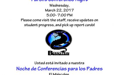 Parent Conferences **Next Wednesday** March 22nd