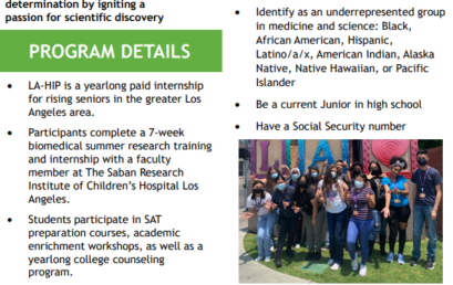 Samuel’s Family Latino & African American High School Internship Program (LA-HIP)